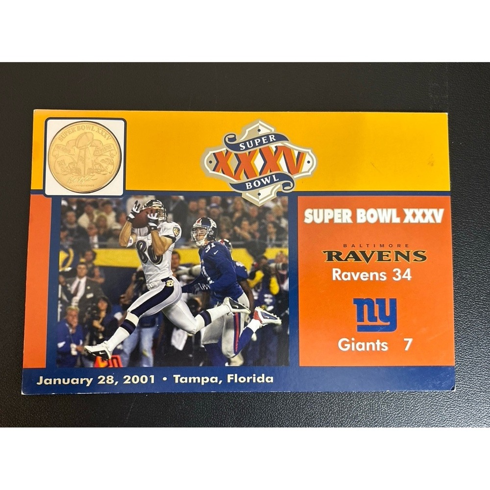 Danbury Mint NFL Super Bowl XXXV 35 2001 Flip Coin Ravens Giants Card Included
